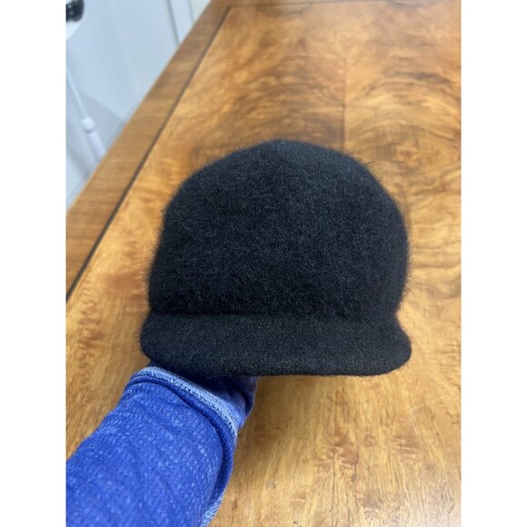 CC Cheveux Black Angora Blend Hat Women's One Size Knit Winter Brim Cap Barre  - Picture 6 of 6